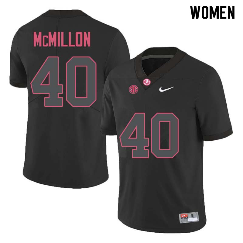 Women #40 Joshua McMillon Alabama Crimson Tide College Football Jerseys Sale-Black